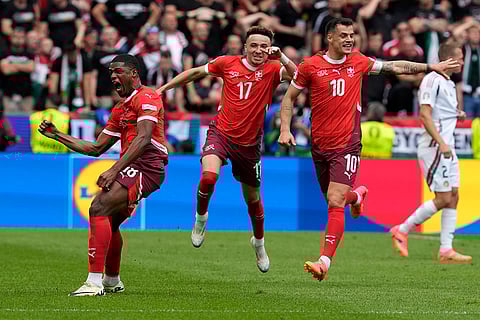 Kwadwo Duah celebrates after scoring opening goal against Hungary